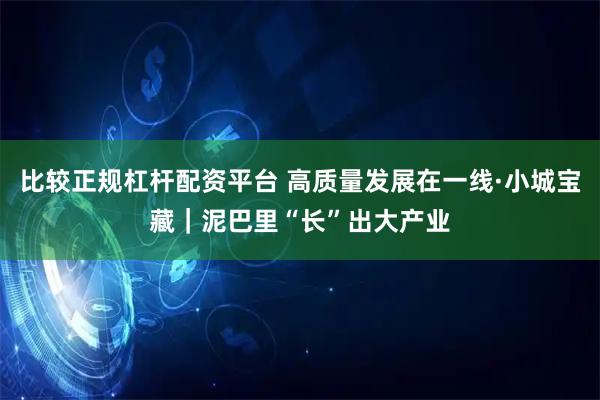 比较正规杠杆配资平台 高质量发展在一线·小城宝藏｜泥巴里“长”出大产业